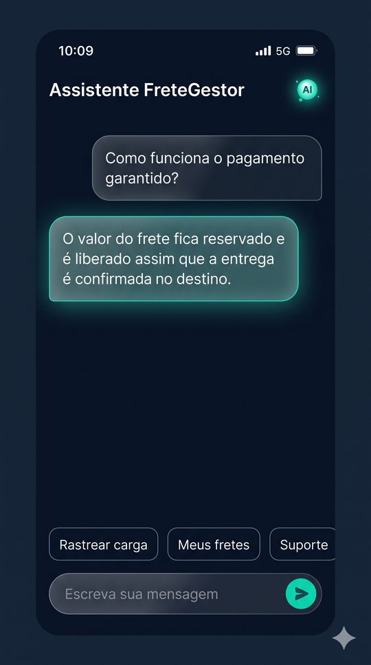 Tela Assistente com IA do app FreteGestor