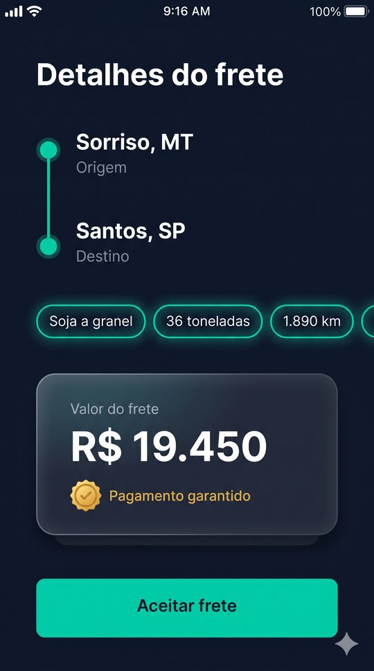 Tela Detalhes do frete do app FreteGestor