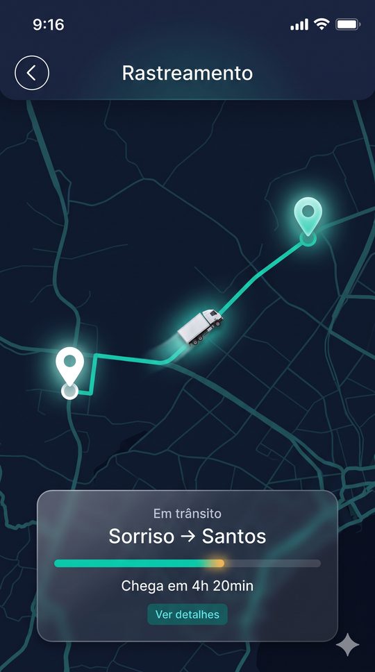 Tela Rastreamento em tempo real do app FreteGestor